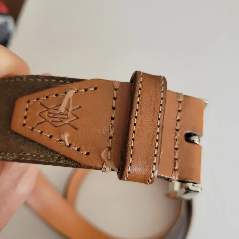 Martin Dingman Men's Genuine Calf Suede Belt Size 42 / 105 Khaki Handmade in USA